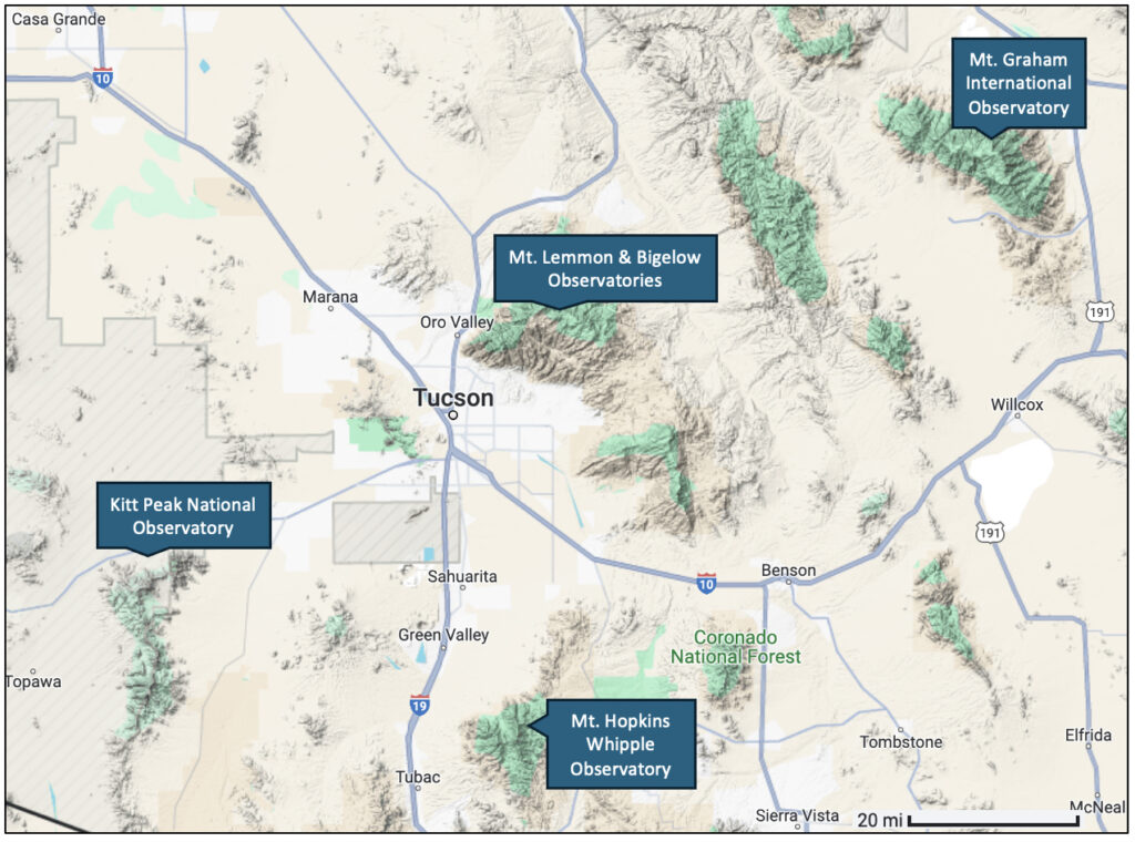 Observatories near Tucson