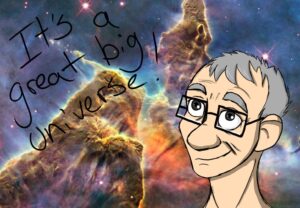 Caricature of Dr. McCarthy by one of his Astronomy students (Shandi Wagner)